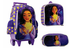 Kit Escolar 3 em 1 – Carrinho Grande + Lancheira + Estojo – Wish: Luz Feminina (Modelo 66)