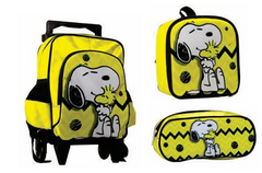 Kit Escolar 3 em 1 – Carrinho Grande + Lancheira + Estojo – Snoopy (Modelo 69)