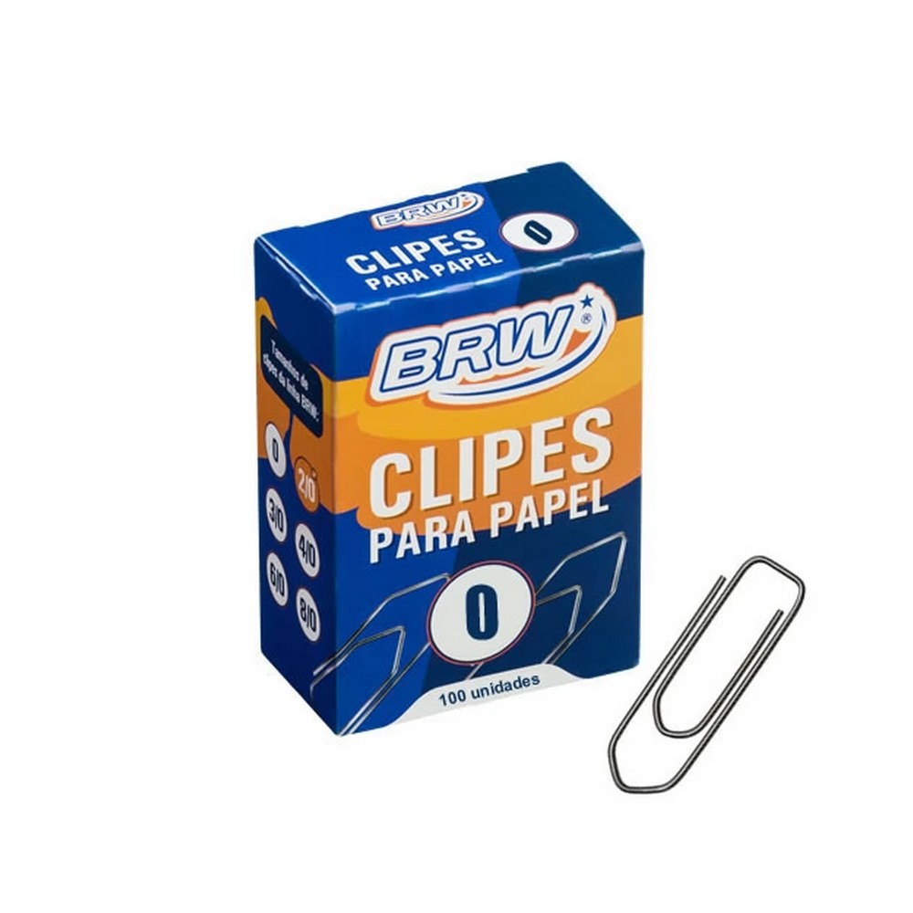 Clipes para Papel 0/0 – Caixa com 100 Unidades BRW