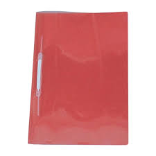 Pasta Grampo Trilho Alaplast vermelho/transparente